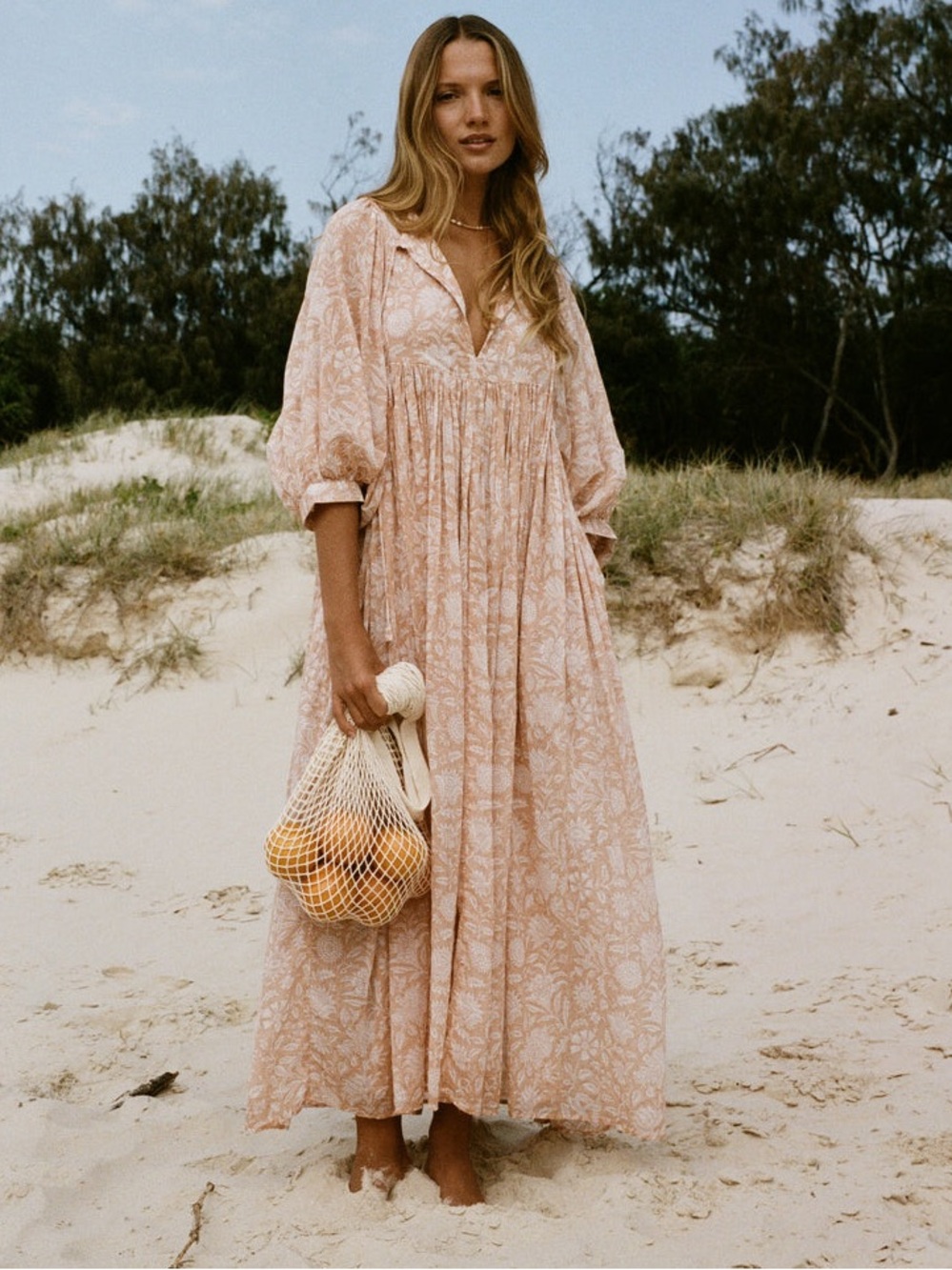 Daughters of India Kyra Maxi Dress Apricot Blush - Small NWT